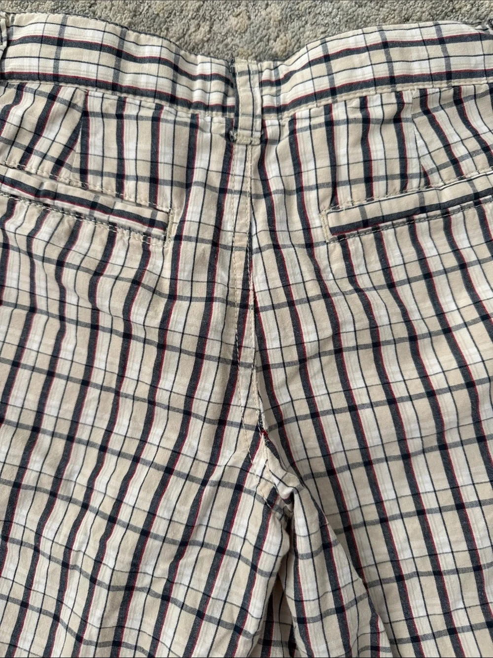 Gymboree Cream Shorts with Navy & Red Plaid